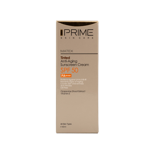 کرم ضد آفتاب جوانساز رنگی SPF50 پرایم مدل Matex مناسب انواع پوست 40میل